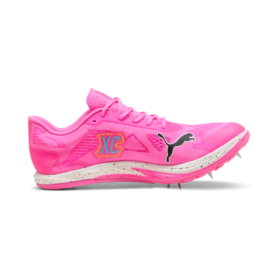 312970-01 | right | Image of Puma Unisex Crossfox NITRO Elite 2 shoe in Poison Pink-bright Aqua-sun Stream