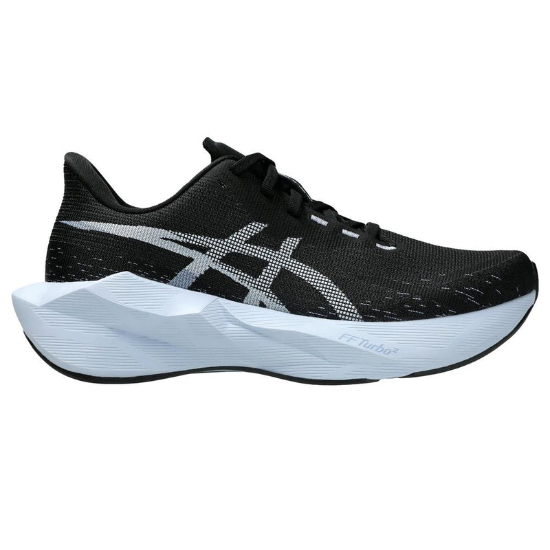 Asics Women's Novablast 6 shoe in Black / Solid Air. AAHV:w-novablast-6|COLOR:BLACK/SOLID AIR|SKU:1012C008-001